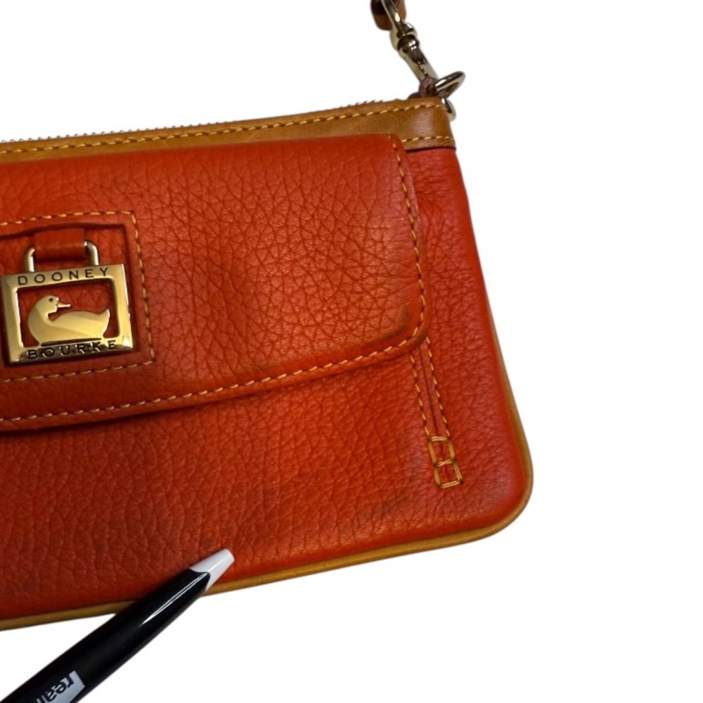 Dooney & Bourke Pebble Grain Large Slim Wristlet Orange Tan - Picture 8 of 9